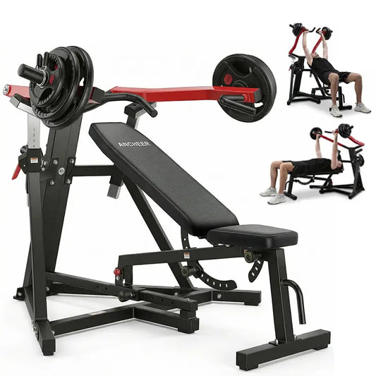 【Summervibes】Ancheer Chest Press Machine with Weight Bench, 1250LBS Capacity, Independent Arms, 10+5 Adjustable Settings for Full Chest & Upper Body Strength Training, at Home Gym Equipment
