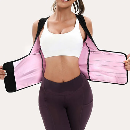 Women'S Sweat Sauna Suit Shirt , Waist-Cinching Shapewear, Fixed Bra Anti-Sagging Vest, Body Shaping Running Workout Outfit, Convenient Stick-On Design, Tummy Control Yoga Sauna Suit, Outerwear Yoga Fitness Underwear, Body Shaper, Waist Trimmer