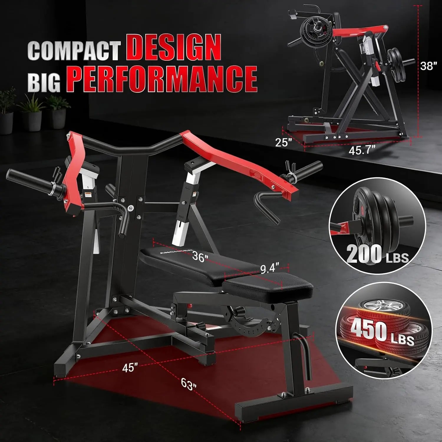 【Summervibes】Ancheer Chest Press Machine with Weight Bench, 1250LBS Capacity, Independent Arms, 10+5 Adjustable Settings for Full Chest & Upper Body Strength Training, at Home Gym Equipment