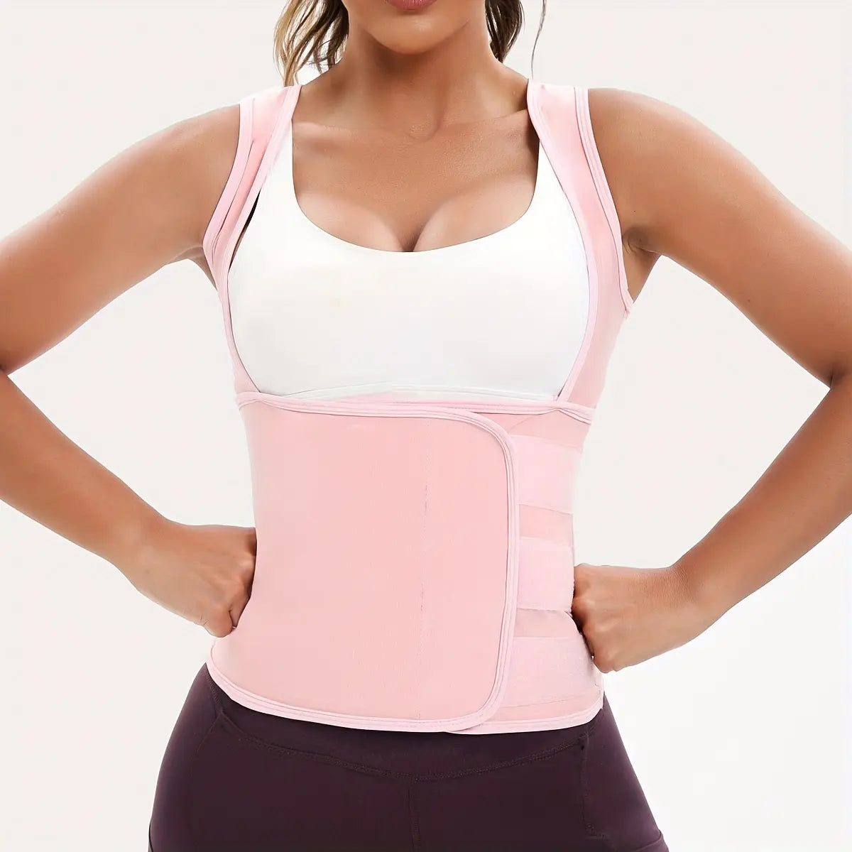 Women'S Sweat Sauna Suit Shirt , Waist-Cinching Shapewear, Fixed Bra Anti-Sagging Vest, Body Shaping Running Workout Outfit, Convenient Stick-On Design, Tummy Control Yoga Sauna Suit, Outerwear Yoga Fitness Underwear, Body Shaper, Waist Trimmer