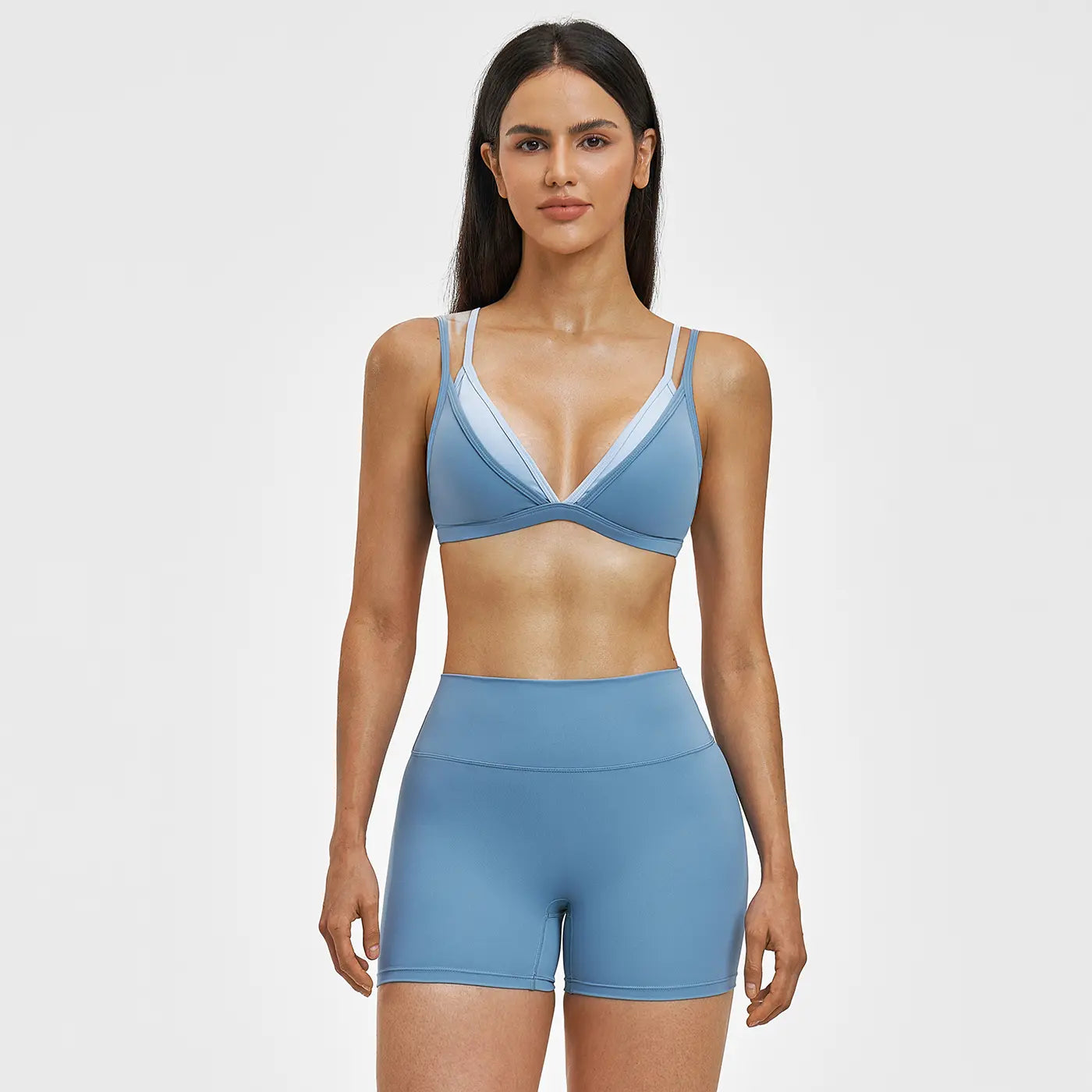 MFVIM Women’S Faux Two-Piece Sports Set Featuring a Bra Top and High-Waisted Shorts—A Casual, Breathable, Comfortable, Seamless Two-Piece Suitable for Yoga, the Gym, and Running; Women’S All-Season Activewear.