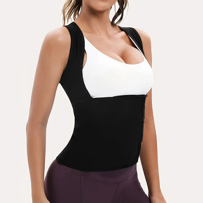 Women'S Sweat Sauna Suit Shirt , Waist-Cinching Shapewear, Fixed Bra Anti-Sagging Vest, Body Shaping Running Workout Outfit, Convenient Stick-On Design, Tummy Control Yoga Sauna Suit, Outerwear Yoga Fitness Underwear, Body Shaper, Waist Trimmer