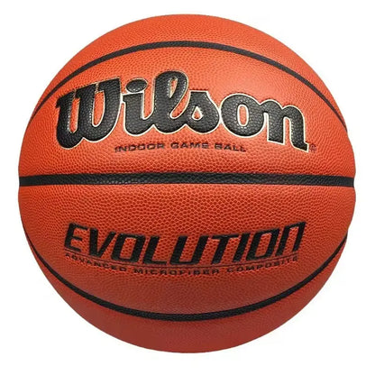 Wilson Evolution Official Size 7 Basketball - Pro Indoor Game Ball with Microfiber Composite Grip,Basketball，Wilson Basketball， Includes Pump Bag and Net Pouch Basketball Equipment