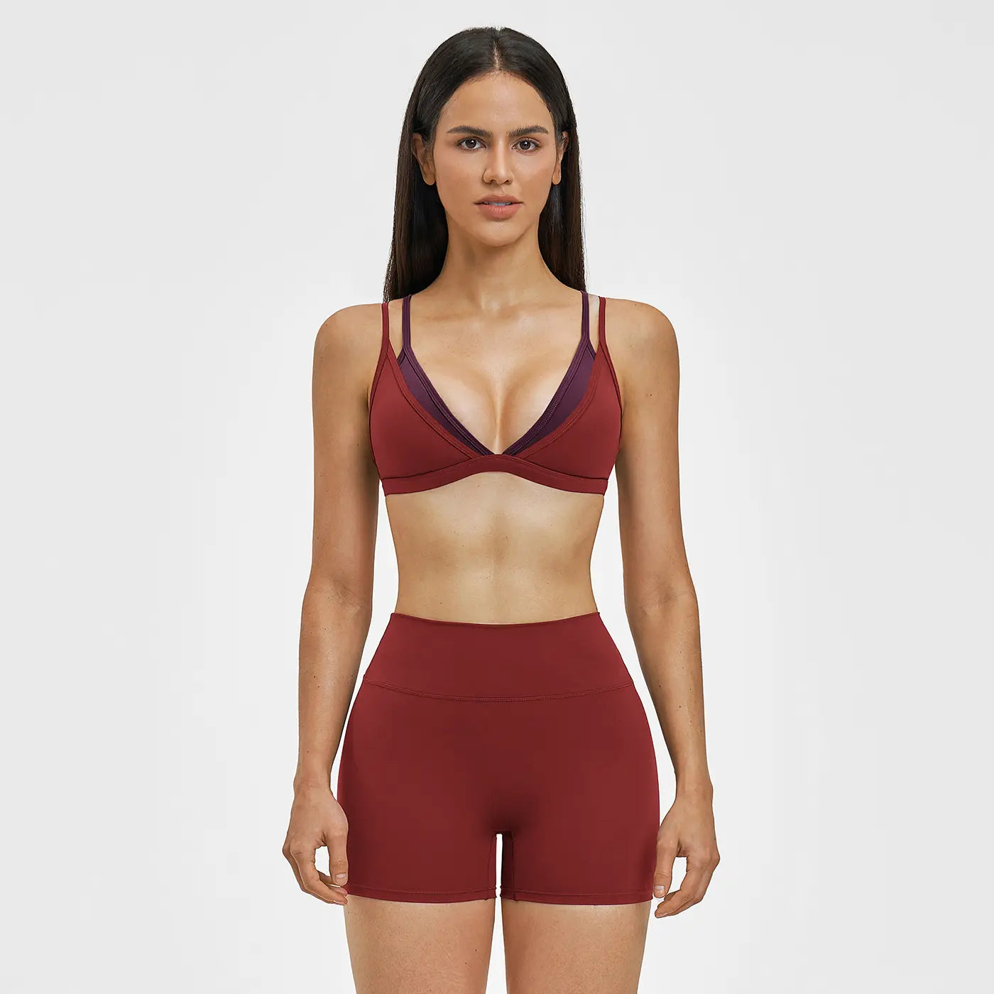 MFVIM Women’S Faux Two-Piece Sports Set Featuring a Bra Top and High-Waisted Shorts—A Casual, Breathable, Comfortable, Seamless Two-Piece Suitable for Yoga, the Gym, and Running; Women’S All-Season Activewear.