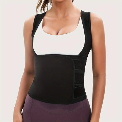Women'S Sweat Sauna Suit Shirt , Waist-Cinching Shapewear, Fixed Bra Anti-Sagging Vest, Body Shaping Running Workout Outfit, Convenient Stick-On Design, Tummy Control Yoga Sauna Suit, Outerwear Yoga Fitness Underwear, Body Shaper, Waist Trimmer