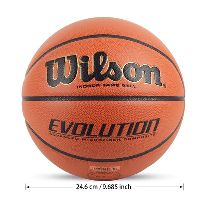 Wilson Evolution Official Size 7 Basketball - Pro Indoor Game Ball with Microfiber Composite Grip,Basketball，Wilson Basketball， Includes Pump Bag and Net Pouch Basketball Equipment