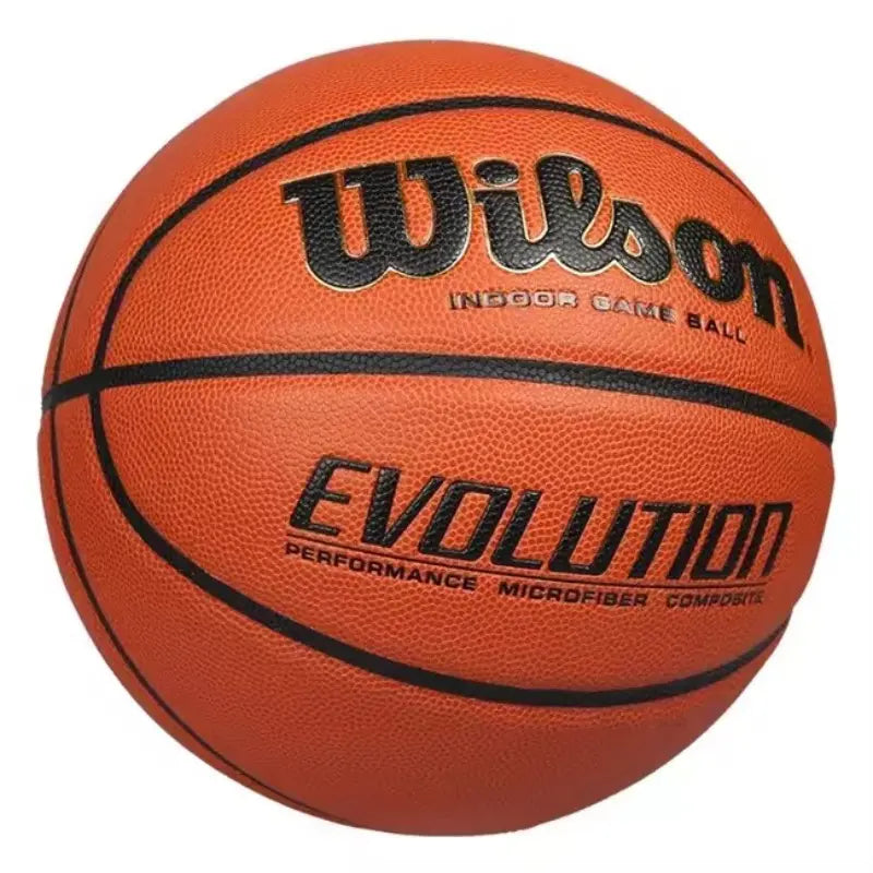 Wilson Evolution Official Size 7 Basketball - Pro Indoor Game Ball with Microfiber Composite Grip,Basketball，Wilson Basketball， Includes Pump Bag and Net Pouch Basketball Equipment