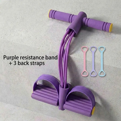 6-Tube Fitness Resistance Band with Foot Pedals – Portable, Elastic & Easy to Use