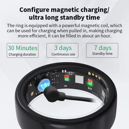 Quriov Smart Ring, Waterproof Tracking Fitness Ring with Sleep, Heart Rate & Blood Pressure Monitoring, with Charging Box Touch Screen Watch Running Watch Compact Durable, Suitable for Both Women and Men