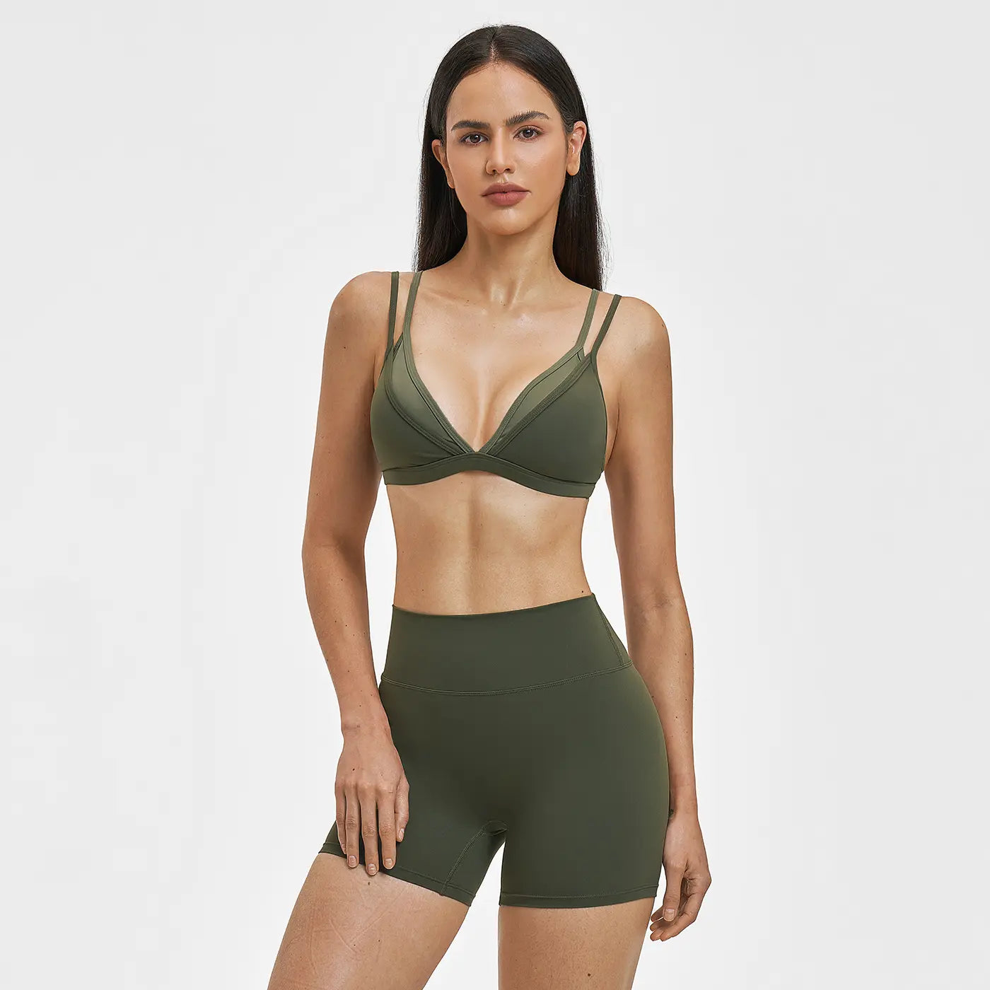 MFVIM Women’S Faux Two-Piece Sports Set Featuring a Bra Top and High-Waisted Shorts—A Casual, Breathable, Comfortable, Seamless Two-Piece Suitable for Yoga, the Gym, and Running; Women’S All-Season Activewear.